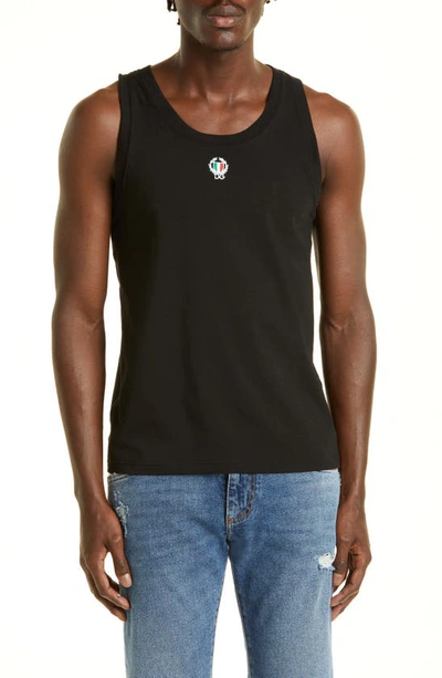 Shop Dolce & Gabbana Embroidered Dg Patch Tank In Black