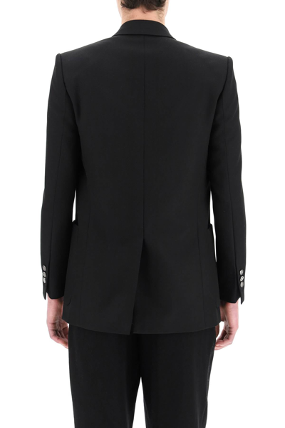 Shop Balmain Wool Twill Blazer In Black