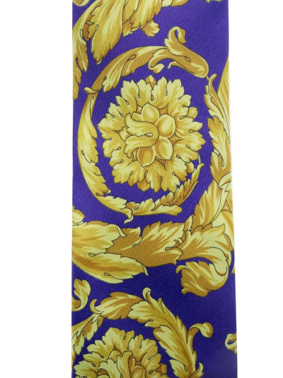 Pre-owned Versace 1990s Barocco-print Silk Tie In Purple