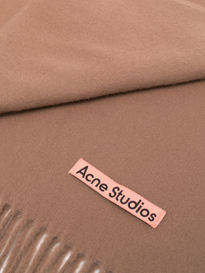 Shop Acne Studios Fringed Wool Scarf In Brown