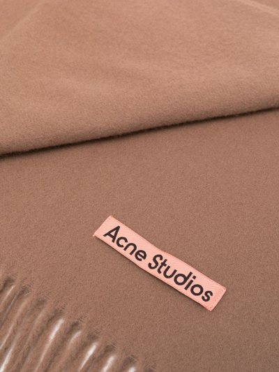 Acne Studios Fringed Wool Scarf In Brown