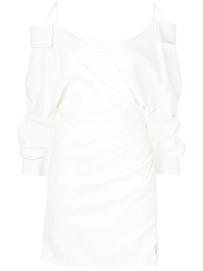 Shop Jonathan Simkhai Cold-shoulder Shirtdress In White