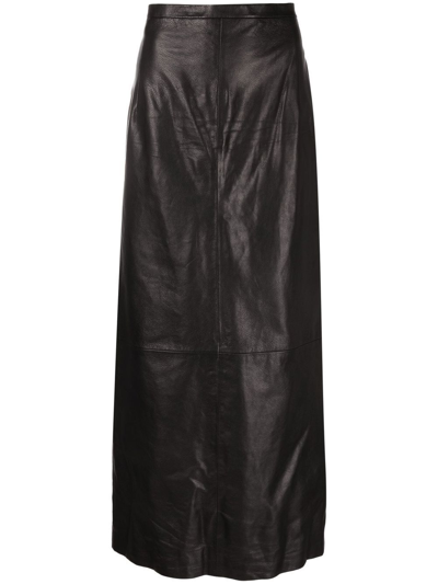 Shop Balenciaga Leather A-line Skirt In Black