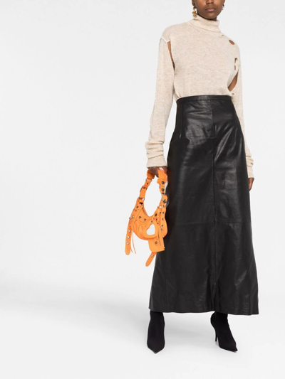 Shop Balenciaga Leather A-line Skirt In Black