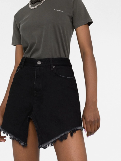 Shop Balenciaga Cut-up Denim Miniskirt In Black