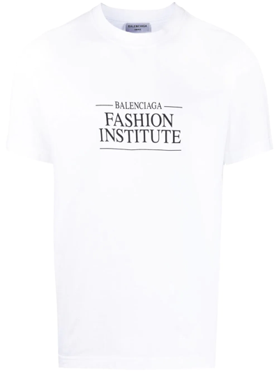 Shop Balenciaga Fashion Institute T-shirt In White