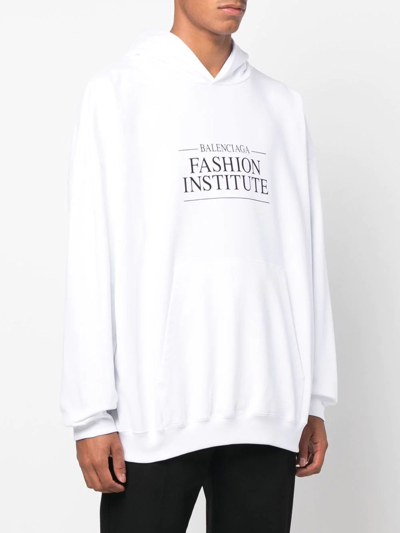 Balenciaga Loose Fit Hooded Sweatshirt Kangaroo Pocket In White