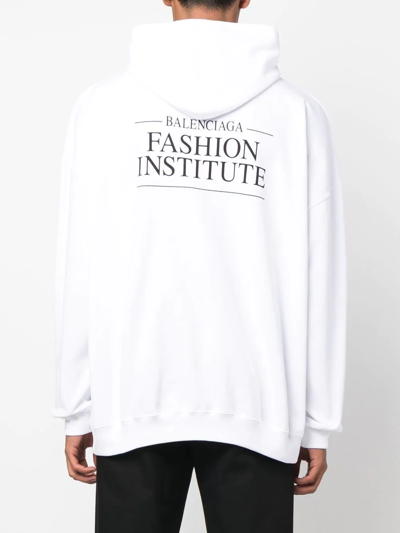 Balenciaga Loose Fit Hooded Sweatshirt Kangaroo Pocket In White