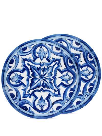 Shop Dolce & Gabbana Set-of-two Dinner Plates In Blue