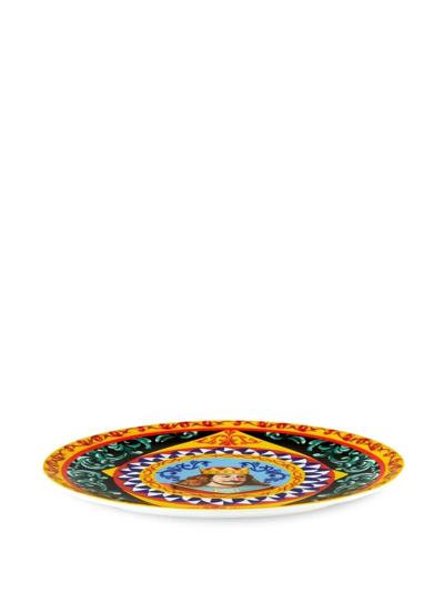 Dolce & Gabbana Knight-print Charger Plate In Yellow