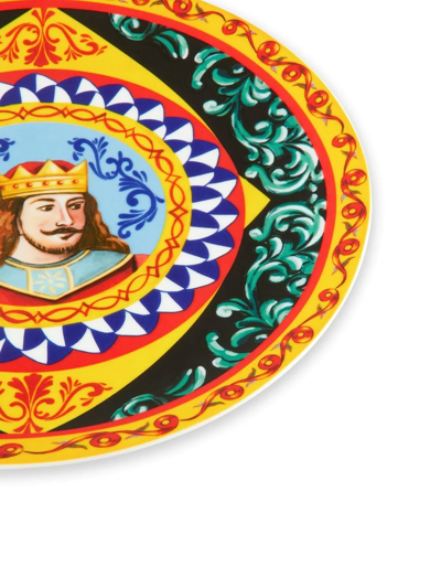 Shop Dolce & Gabbana Knight-print Charger Plate In Yellow