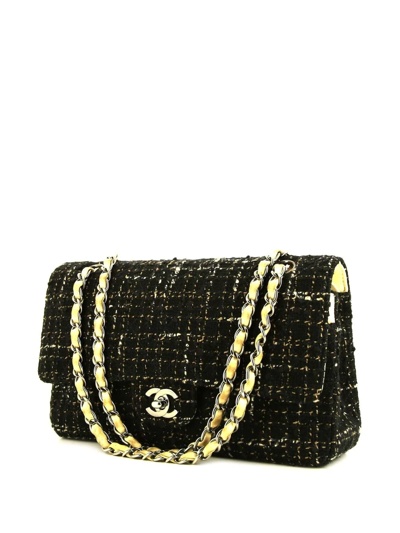 Pre-owned Chanel Timeless Tweed Classic Flap Shoulder Bag In Black
