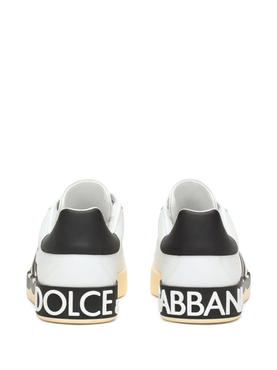 Shop Dolce & Gabbana Portofino Logo-print Leather Sneakers In White