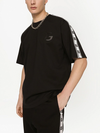 Shop Dolce & Gabbana Logo-tape Technical Jersey T-shirt In Black