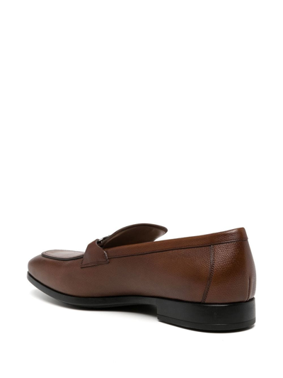 Ferragamo Gancini-trim Leather Moccasins In Brown
