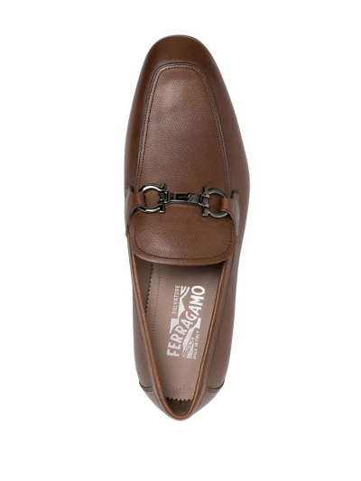 Ferragamo Gancini-trim Leather Moccasins In Brown