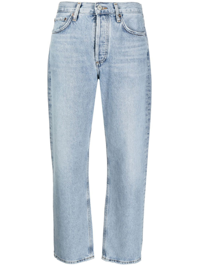 Shop Agolde Mid-rise Straight-leg Jeans In Blue