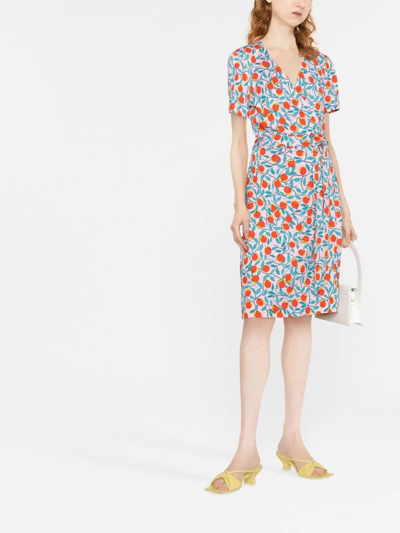 Shop Diane Von Furstenberg Fruit-print Wrap Dress In Pink