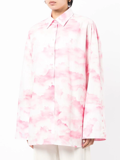 Shop Rotate Birger Christensen Tie-dye Print Cotton Shirt In Pink