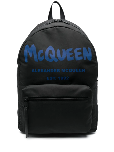 Alexander Mcqueen Metropolitan Graffiti Backpack In Black