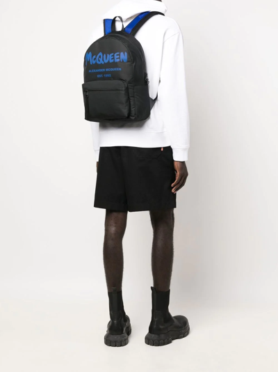 Shop Alexander Mcqueen Logo-print Two-tone Backpack In Black