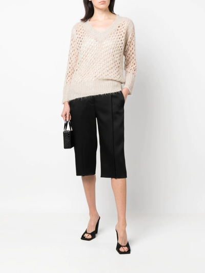 Shop Blugirl Long Sleeve Knitted Top In Neutrals