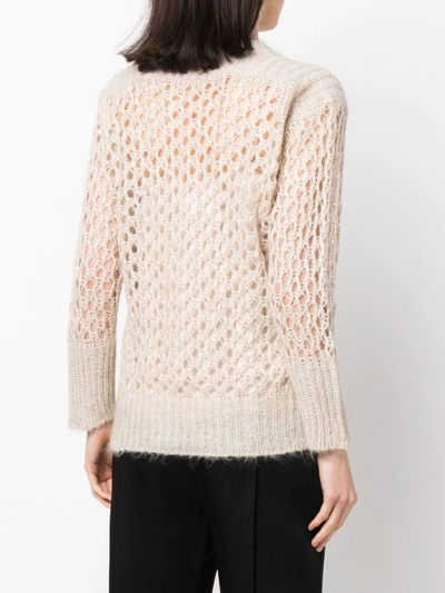 Shop Blugirl Long Sleeve Knitted Top In Neutrals