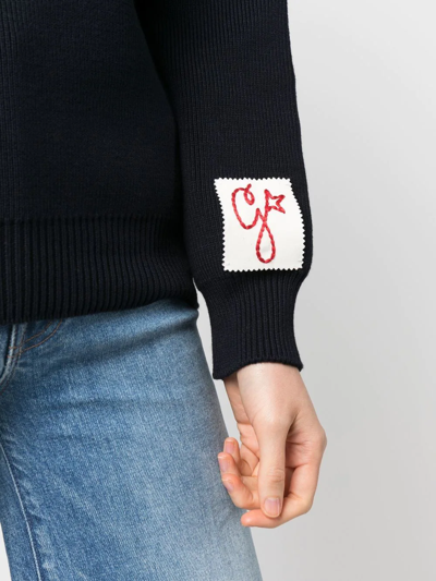 Golden Goose Black Merino Wool Sweater With Golden Applications For Women In Blue
