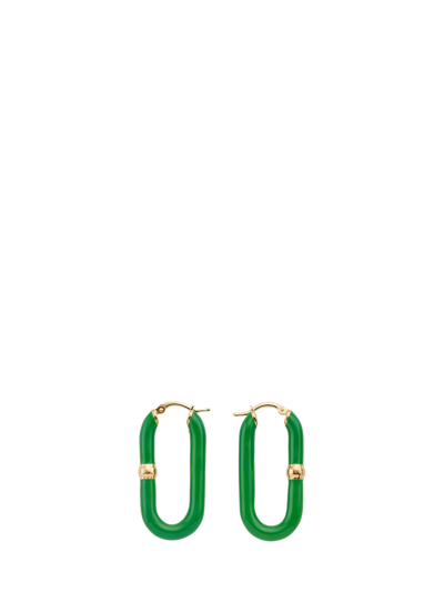 Shop Bottega Veneta Chains Earrings In Oro/verde