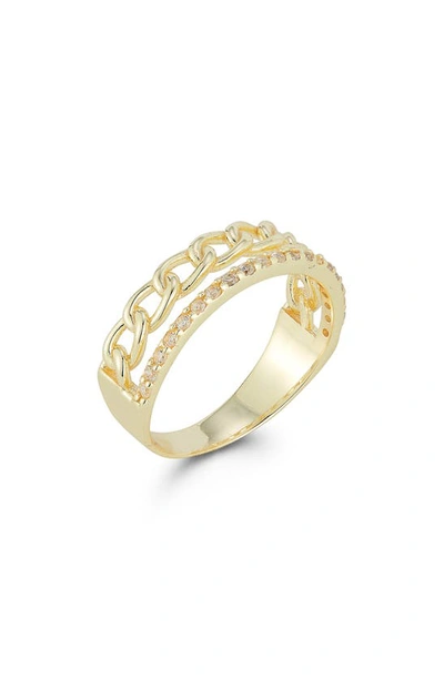 Chloe & Madison Chloe And Madison Plated Sterling Silver & Cz Double Band Ring In Yellow Gold