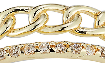 Chloe & Madison Chloe And Madison Plated Sterling Silver & Cz Double Band Ring In Yellow Gold