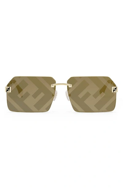 Shop Fendi The  Sky 59mm Geometric Sunglasses In Gold/ Other / Brown Mirror