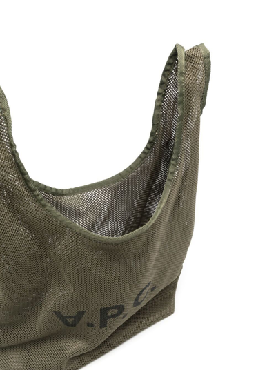 Shop Apc Green Mesh Tote Shopper Bag With Logo A.p.c.man