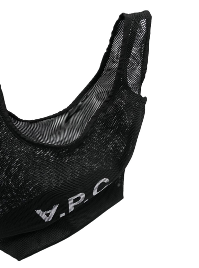 Shop Apc Black Mesh Tote Shopper Bag With Logo A.p.c.man