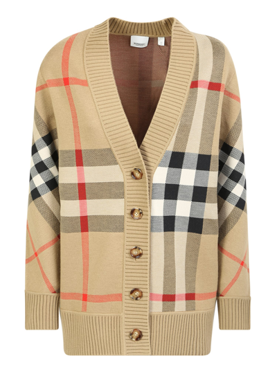 Shop Burberry Merino Wool Pullover With The Unmistakable Vintage Check Motif Reproduced In Jacquard Weave In Beige