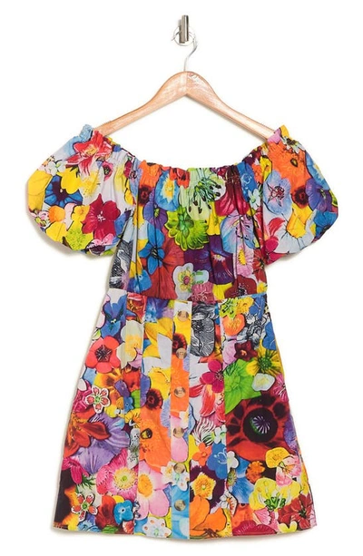 Shop Walter Baker Kylie Puff Sleeve Mini Dress In Tropical Garden