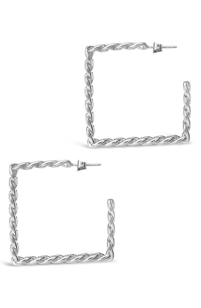 Sterling Forever Square Chain Link Hoop Earrings In Silver