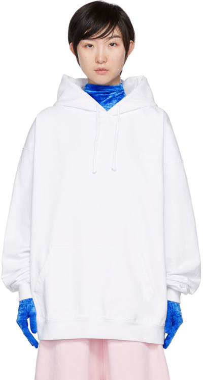 Shop Vetements White Embroidered Hoodie