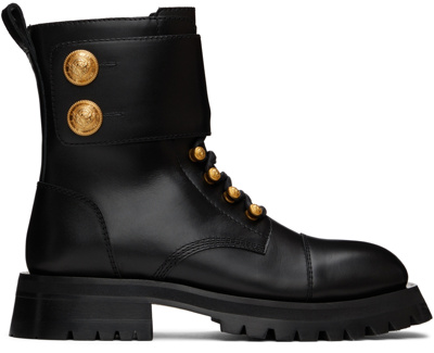 Shop Balmain Black Ranger Army Boots In 0pa Noir