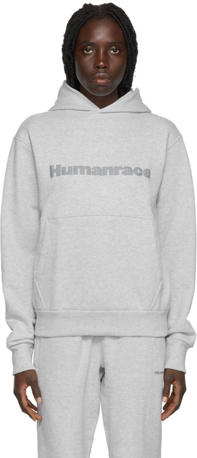 Shop Adidas X Humanrace By Pharrell Williams Gray Humanrace Basics Hoodie In Light Grey Heather