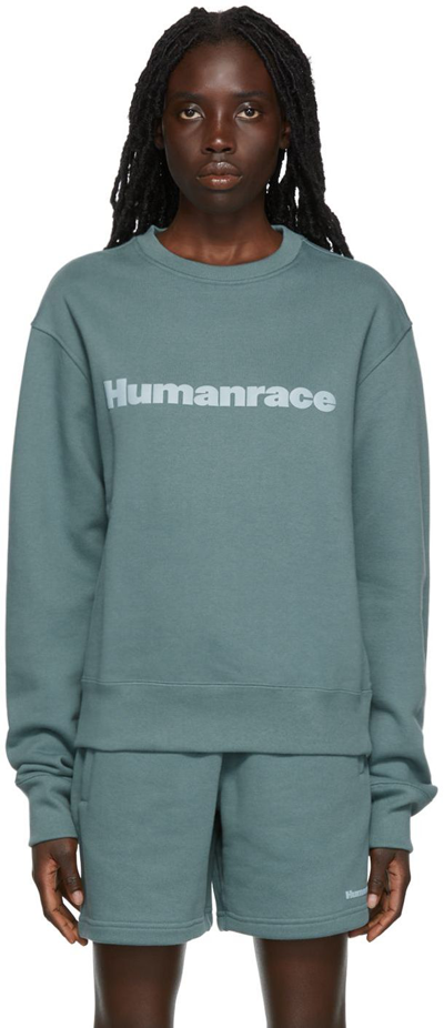 Shop Adidas X Humanrace By Pharrell Williams Green Humanrace Basics Sweatshirt In Hazy Emerald