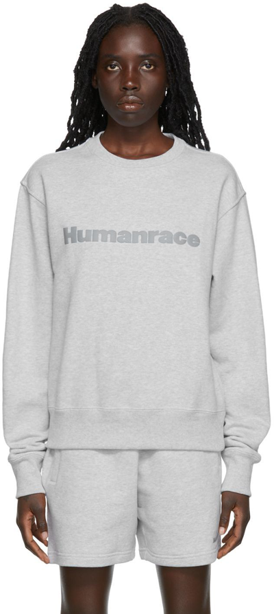 Shop Adidas X Humanrace By Pharrell Williams Gray Humanrace Basics Cotton Sweatshirt In Light Grey Heather