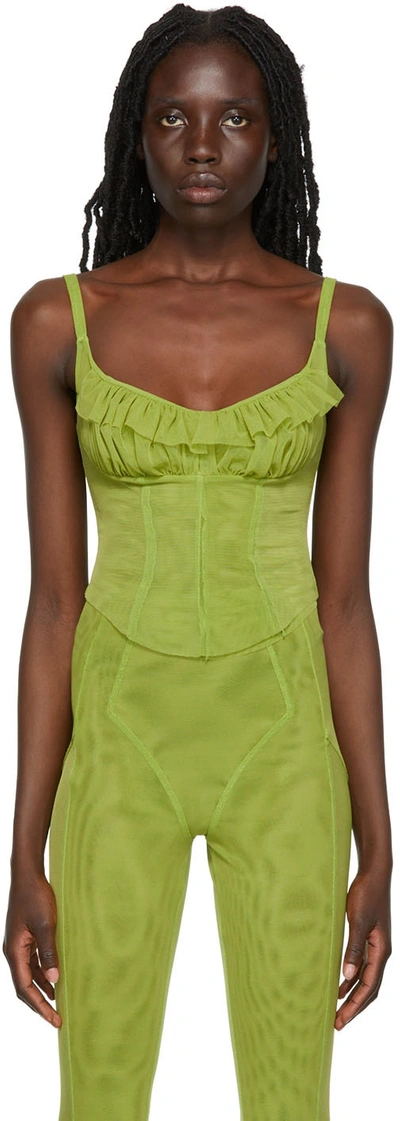 Kathryn Bowen Green Ruffle Tank Top In Lime