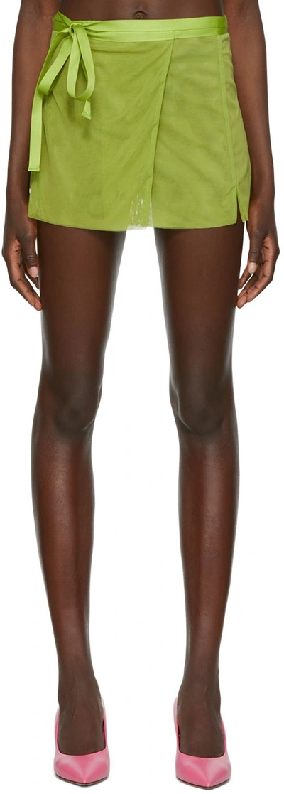 Kathryn Bowen Green Wrap Miniskirt In Lime