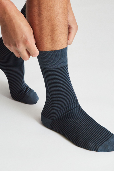 Shop Reiss Stripe - Airforce Blue/ Navy Mario Stripe Striped Socks, M/l