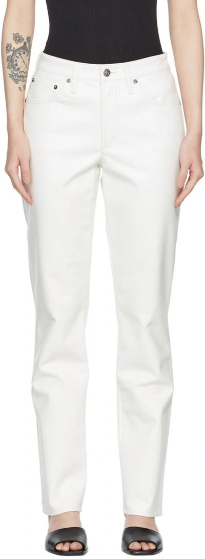 Shop Agolde White Lyle Recycled Leather Pants In Lace
