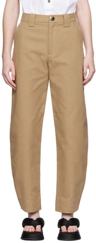 Ganni Beige Suit Trousers In 554 Petrified Oak