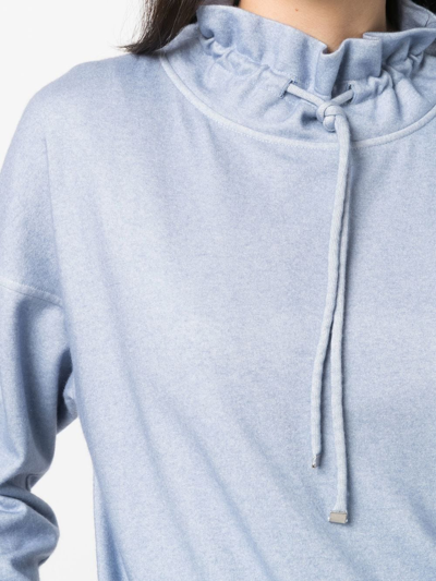 Colombo Drawstring-neck Long-sleeve Sweatshirt In Blue