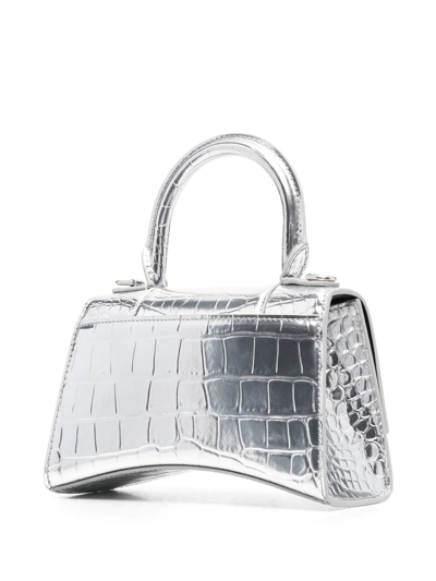 Shop Balenciaga Hourglass Xs Top-handle Bag In Silver