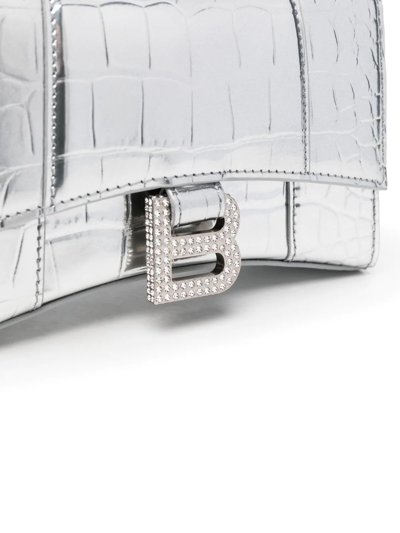 Shop Balenciaga Hourglass Xs Top-handle Bag In Silver